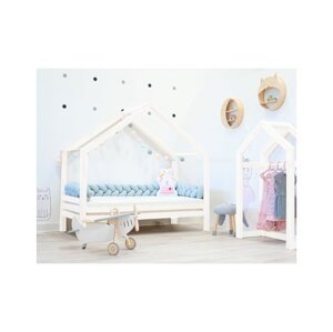 ELIS DESIGN Domináns prémium házikó ágy választható leesésgátlóval fehér ágy méret: 70 x 140 cm, fiók, lábak: lábak nélkül, Leesésgátlók: mindkettő