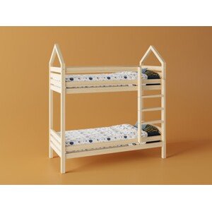 ELIS DESIGN Emeletes házikó ágy választható alsó prémium leesésgátlóval ágy méret: 100 x 200 cm, Leesésgátlók: elülső