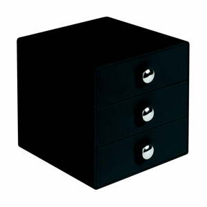 Drawer fekete rendszerező doboz, 3 fiókkal - InterDesign