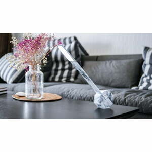 Octagon fehér-szürke asztali lámpa márvány dekorral - Gingko