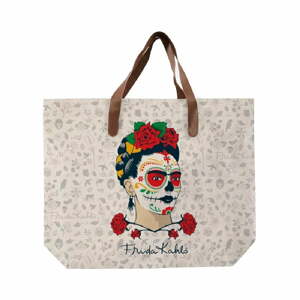 Frida Skull vászontáska műbőr pánttal, 55 x 40 cm - Madre Selva