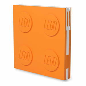 Narancssárga négyszögletes jegyzetfüzet zselés tollal, 15,9 x 15,9 cm - LEGO®