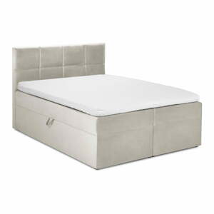 Bézs boxspring ágy tárolóhellyel 180x200 cm Mimicry – Mazzini Beds