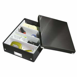 Fekete fedeles karton tárolódoboz 28x37x10 cm Click&Store – Leitz
