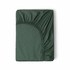 Sötétzöld pamut-szatén gumis lepedő, 90 x 200 cm - HIP