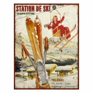 Fém falitábla 25x33 cm Station de Ski – Antic Line