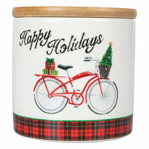 Xmas Bike karácsonyi élelmiszertartó doboz bambusz fedéllel, 470 ml - VDE Tivoli 1996