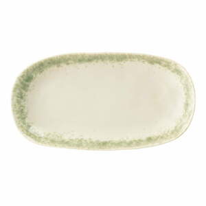 Paula zöld-fehér agyagkerámia szervírozó tányér, 23,5 x 12,5 cm - Bloomingville
