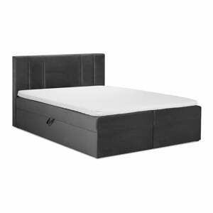 Sötétszürke boxspring ágy tárolóhellyel 200x200 cm Afra – Mazzini Beds