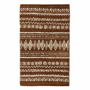 Ethnic barna-fehér pamut szőnyeg, 55 x 110 cm - Webtappeti