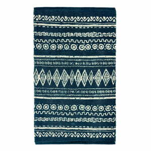 Ethnic kék-fehér pamut szőnyeg, 55 x 110 cm - Webtappeti