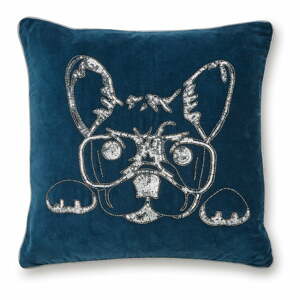 French Bulldog kék pamut díszpárna, 50 x 50 cm - Cooksmart ®