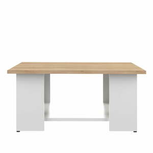 Fehér dohányzóasztal tölgyfa dekoros asztallappal 67x67 cm Square - TemaHome