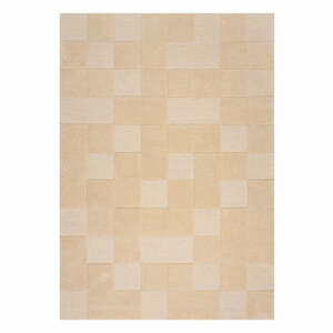 Bézs gyapjú szőnyeg 230x160 cm Checkerboard - Flair Rugs