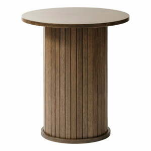 Kerek tárolóasztal tölgyfa dekorral ø 50 cm Nola – Unique Furniture
