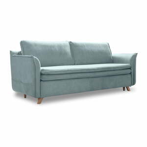 Világoskék bársony kinyitható kanapé 225 cm Charming Charlie – Miuform