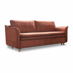 Téglavörös bársony kinyitható kanapé 225 cm Charming Charlie – Miuform