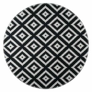 Fekete-fehér mosható kerek szőnyeg ø 80 cm – Vitaus
