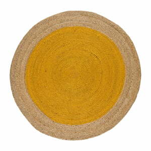 Mustársárga-natúr színű kerek szőnyeg ø 90 cm Mahon – Universal