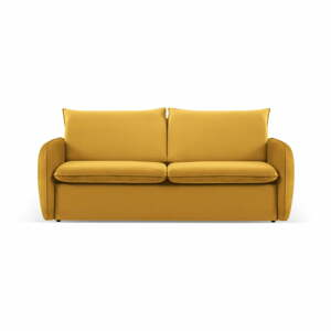 Mustársárga bársony kinyitható kanapé 214 cm Vienna – Cosmopolitan Design