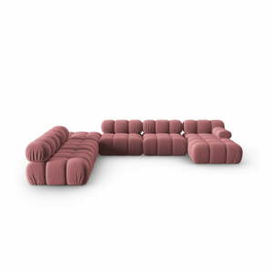 Rózsaszín bársony kanapé 379 cm Bellis – Micadoni Home