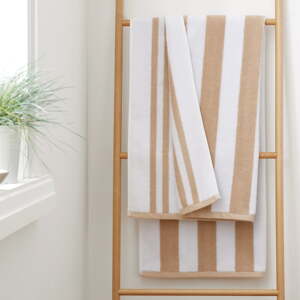 Fehér-bézs pamut fürdőlepedő 90x140 cm Stripe Jacquard – Bianca