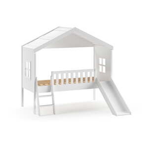 Fehér házikó alakú magasított borovi fenyő gyerekágy 90x200 cm – Vipack