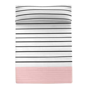 Fekete-fehér-rózsaszín pamut steppelt ágytakaró 240x260 cm Blush – Blanc