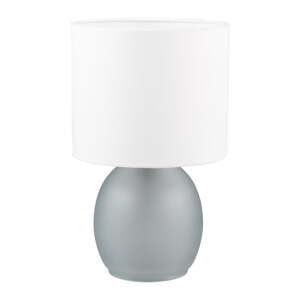 Fehér-ezüstszínű asztali lámpa textil búrával (magasság 29 cm) Vela – Trio