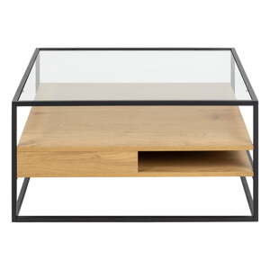 Natúr színű dohányzóasztal üveg asztallappal 80x80 cm Randolf – Actona