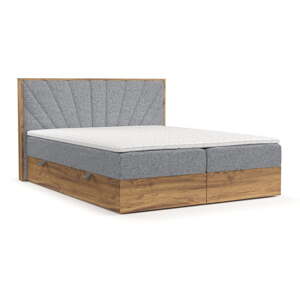 Szürke-natúr színű ágyneműtartós boxspring ágy 140x200 cm Asahi – Maison de Rêve